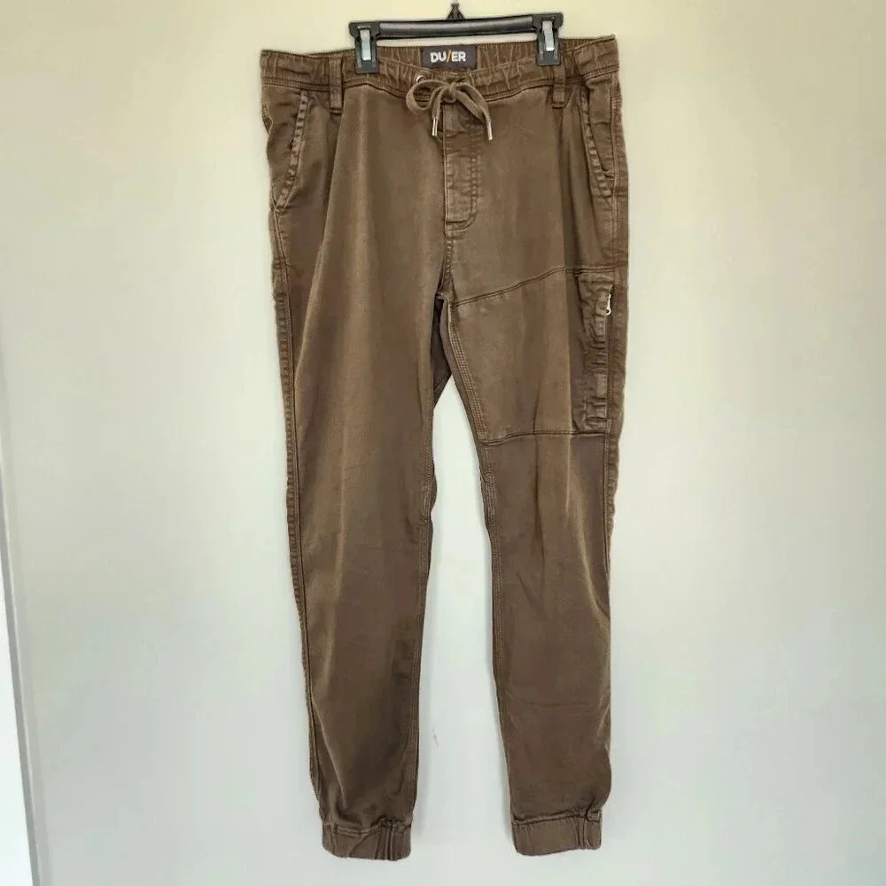 DU/ER Mens No Sweat Jogger N2X Relaxed Taper Army Green Joggers Pants Size 34x31